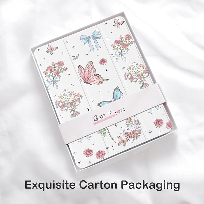 Cute Flower Butterfly for iPad Air 3 Case with Pencil Holder Auto Sleep/Wake White Leather Soft TPU Back Cover for iPad Pro 10.5 Inch 2017