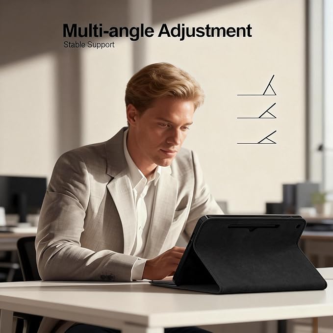 Professional Multi-Angle Tablet Case for Microsoft Surface Pro 12 2025 | PU Leather &amp Hard Shell Protective (Graphite 12 Pro)