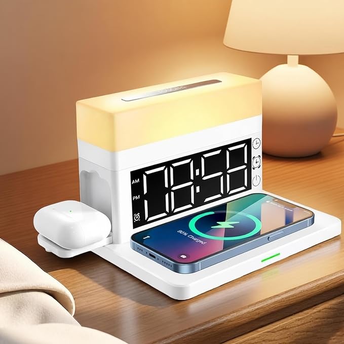 Wireless Charger Alarm Clockn65 White