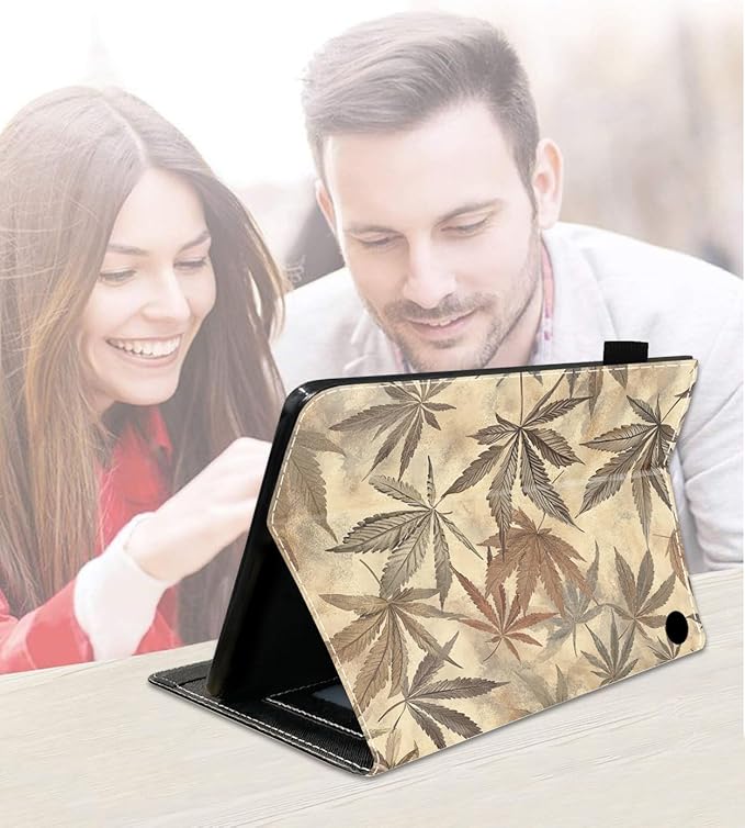 Case for Amazon Fire HD 10/HD 10 Plus Tablet 10.1 (13th/11th Generation 2023/2021 Release) Slim PU Leather Cover with Card Slot &amp Auto Wake/Sleep Marijuana Leaf Weed