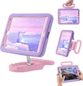 Kids Case for iPad 9th Gen 2021/ iPad 8th Gen 2020/ iPad 7th Gen 2019 Adjustable Portrait/Landscape Stand Drop Proof with HandleChild Friendly Cover for iPad 10.2 Inch (EP-PurplePink)