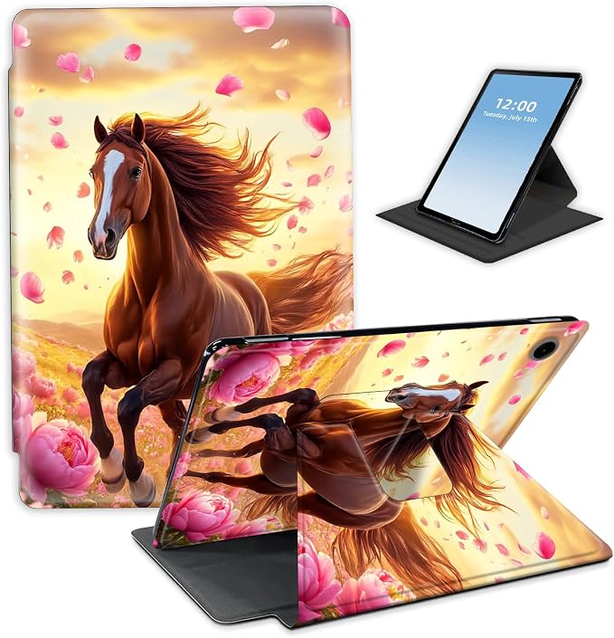 Horse in Pink Peony Field