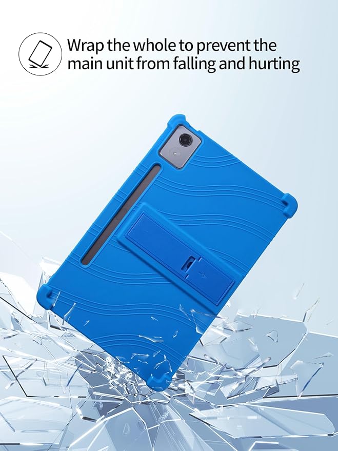 for Lenovo Idea Tab Pro 2025 Android 15 Tablet 12.7 inch Tablet Model CaseSoft Silicone Adjustable Stand Cover Lightweight Kids FriendlyBlue.