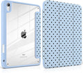 Case for iPad A16 11th Generation 11 inch 2025 iPad 10th Generation 10.9 inch 2022 -[Built-in Pencil Holder] Shockproof Clear Hard Back Trifold Stand Auto Wake/Sleep Blue Polka dot