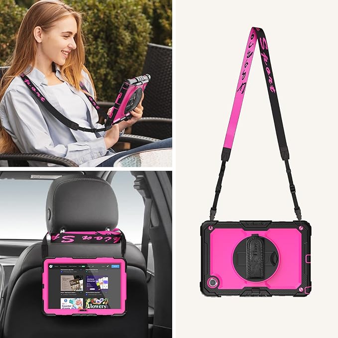 timecity Case for Lenovo Tab M11 (TB330FU/TB330XU) 11 Inch Tablet Case with Pen Holder/Stylus Holder/Screen Protector/360° Hand Strap for Tab K11 LTE 2024/ Lenovo Xiaoxin Pad 2024 (TB331FC) - Rose