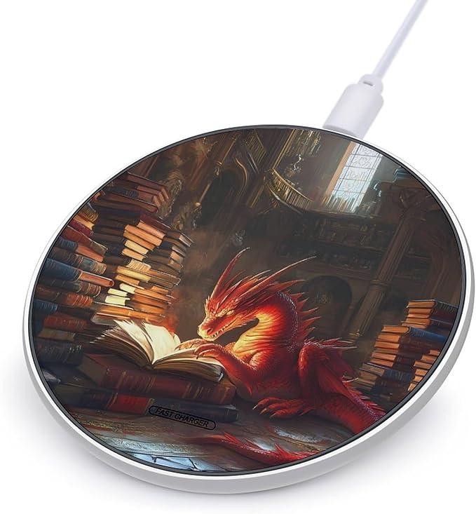 Red Fire Dragon Fantasy (1) Wireless Charger Anti-Slip Wireless Charging Pad Slim Charger Mat for Men Women