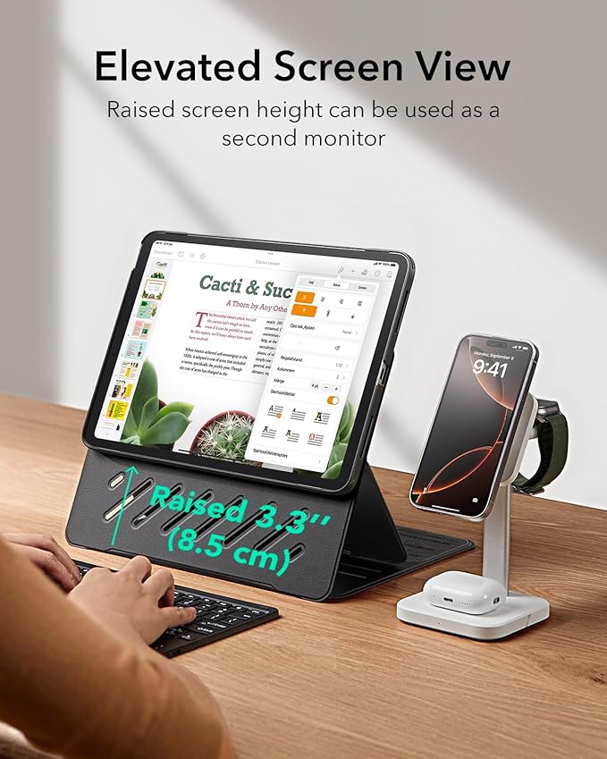 ESR for iPad Air 11 Inch Case M3/M2 (2025/2024) iPad Air 5th/4th Gen Case (2022/2020) 10.9 Inch Removable Magnetic Cover Adjustable Portrait/Landscape Stand 9 Standing Angles Durable Black