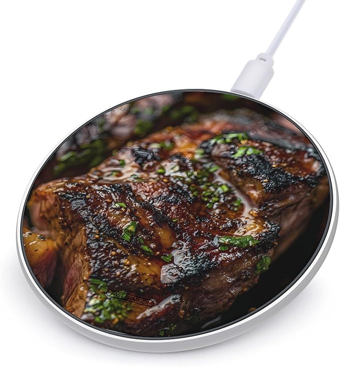 Beef Steak Wireless Charger Anti-Slip Wireless Charging Pad Slim Charger Mat for Men Women