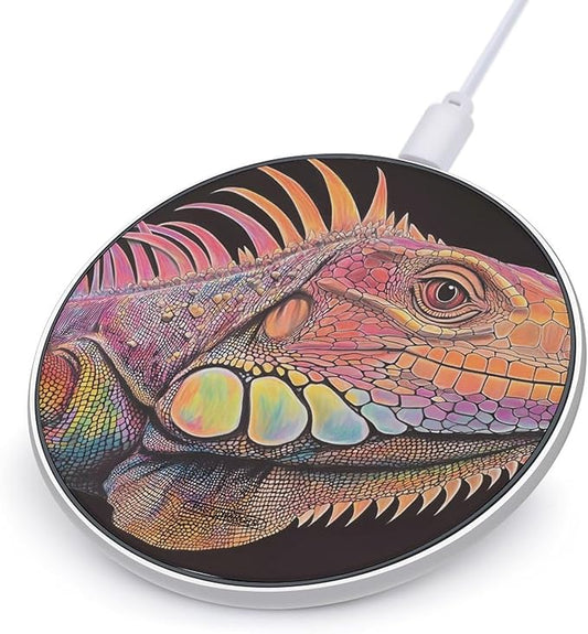 Colorful Lguana Phone Charger Magnetic Charging Pad Anti-Slip with USB Cable