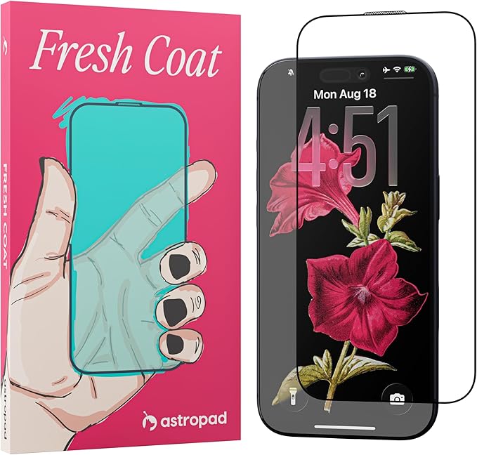 Astropad Fresh Coat Anti Reflective Screen Protector for iPhone 15 Pro Max 75 Percent Less Glare Preserves iPhone AR Display 9H High Alumina Glass Edge to Edge Fit Easy Bubble Free Install