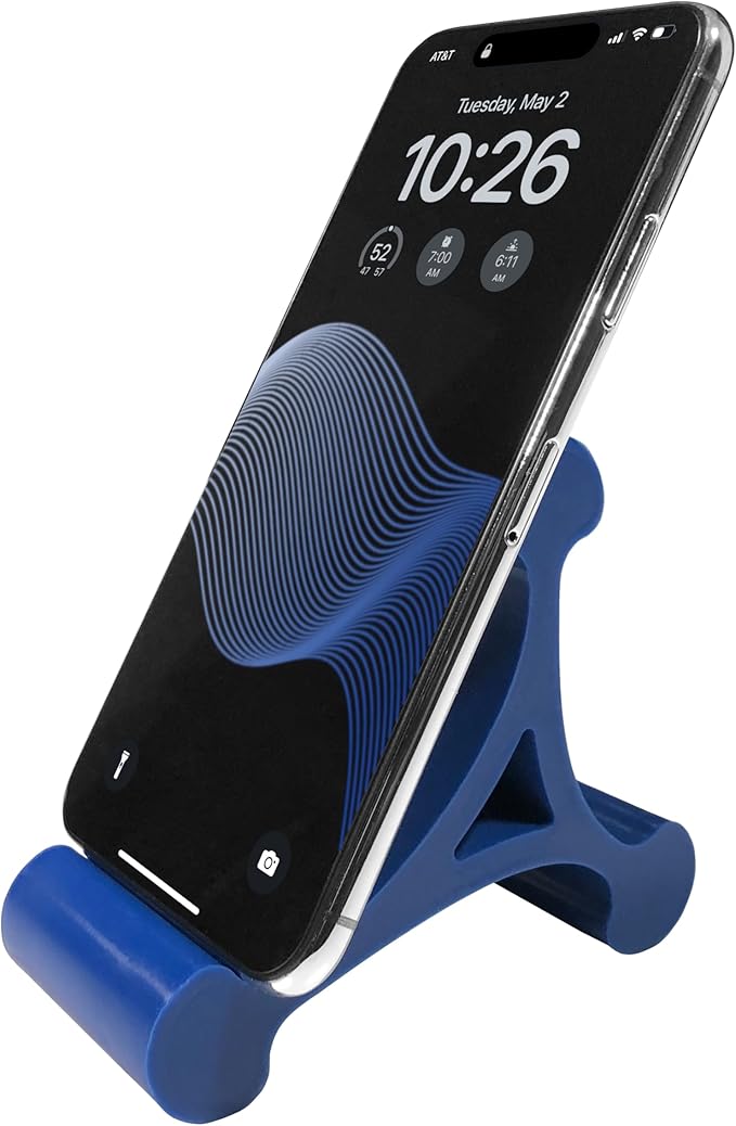 Skalene Phone Stand - 100% Silicone Rubber Adjustable Phone Holder Prop Rest - Desk Office Home Kitchen Accessory (Royal Blue)