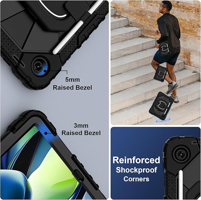 for T-Mobile Revvl Tab 2 Case 10.1 Inch 2025 Shockproof Cover for Revvl Tab 2 5G Tablet Case Kids with 360° Rotating Handle Stand Pen Holder Shoulder Strap Black
