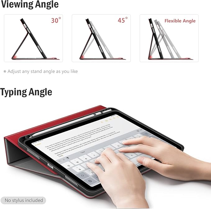 Antbox Case for iPad (A16) 11th Generation 11'' 2025/iPad 10th Generation 10.9'' 2022 with Built-in Pencil Holder Auto Sleep/Wake Function PU Leather Smart Cover (Red)