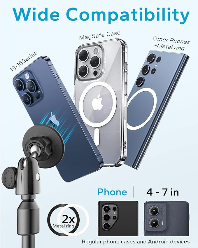 GDZN 57 Extendable Golf Monopod Selfie Stick - Magnetic Phone Holder for Golf Swing Training Golf Tripod with Stake Spike for Putting Recording and Training Aid Compatible MagSafe iPhone 17 16 15