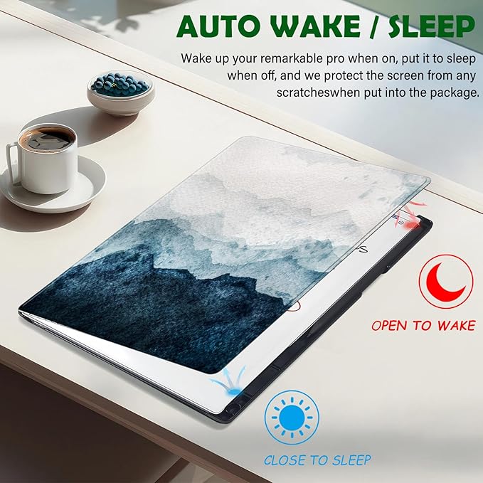 Case for Remarkable Paper Pro Tablet 11.8 (Released in 2024) Hard Back Shell Protective Book Folio Cover with Built-in Pen Holder with Auto Sleep/Wake Function.