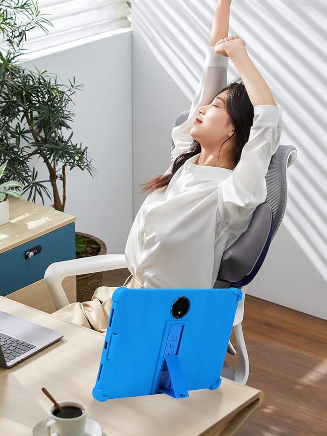for TCL NXTPAPER 14 14 Inch Tablet CaseBOVUGAC Soft Silicone Adjustable Stand Shockproof for TCL NXTPAPER14 14 Tablet(Blue)