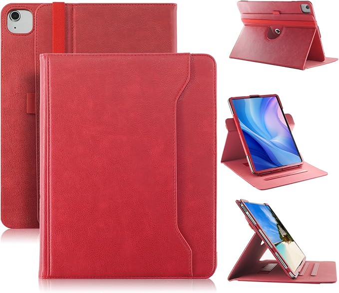 Case Compatible with Tablet iPad Pro 13 inch 7th Generation M4 2024iPad Air 13 inch M2 2024Cover 360° Rotating Stand PU Leather for iPad Pro 12.9 inch 6th/5th /4th/3rd GenRed
