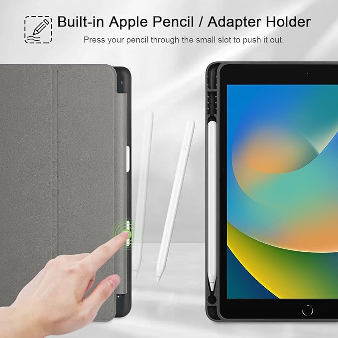 Mektron Designed Printed iPad 10.2 Case 9th Gen (2021)/ 8th Gen (2020)/ 7th Gen (2019) with Pencil Holder Slim Stand Protective Case with Soft TPU Back for iPad 10.2 Inch Sweet Night
