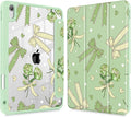 Tuiklol Case for iPad 11 inch (A16 Chip) 2025 Gen 11th / iPad 10.9 inch 2022 10th Gen Buit in Pencil Holder with Shockproof Cover Clear Transparent Back Shell Auto Wake/SleepBow &amp Rose Green