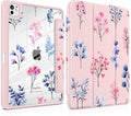 Case for iPad Pro 13 inch (M5) 2025 (M4) 2024 Release Slim Lightweight Cute Light Pink Cover with Clear Back TPU Edge Pencil Holder Trifold Stand Hand-Drawn Florals