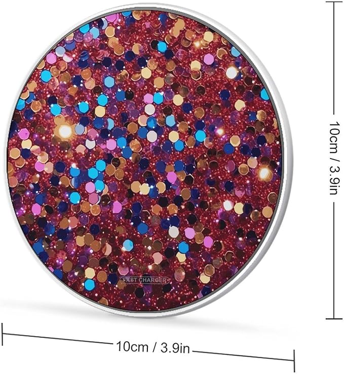 Glitter Pattern Wireless Charger Fast Wireless Charging Pad with USB Cable 10W Anti-Slip Magnetic Wireless Charger Portable Slim Charger Puck Travel Charging Station