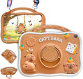 Capybara Kids Case for iPad 9th Gen(2021) / 8th Gen(2020) / 7th Gen(2019) 10.2 Inch3D Cute Silicone Cartoon Cover for Boys with Rotating Stand Adjustable Strap- Beige
