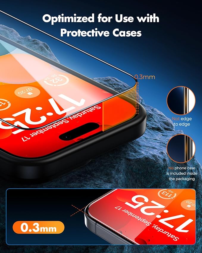 UNBREAKcable 3-Pack Screen Protector for iPhone 15 Double Shatterproof Tempered Glass [Easy Installation Quick-Attach Box] [9H Hardness] [99.99% HD Clear] [Case Friendly] for Apple iPhone 15 6.1 inch