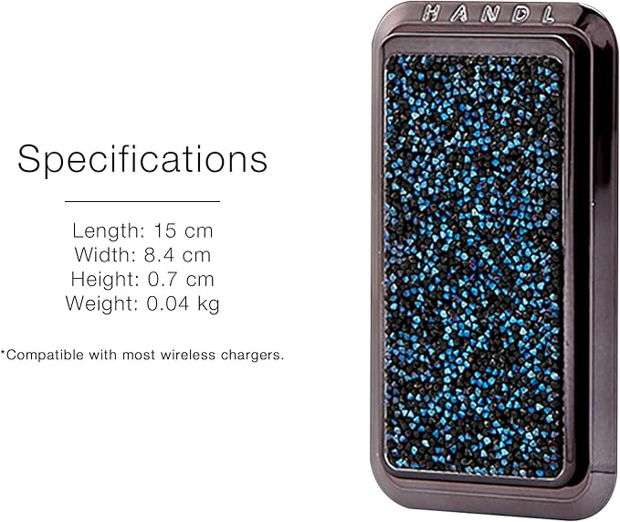 HANDL New York HANDLstick Black and Blue Crystal Grip and Stand for Smartphone
