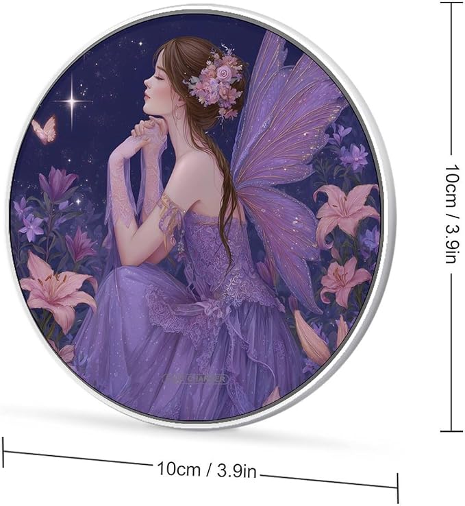 Purple Fairys Elf Lilies Fast Portable Charger 10W Funny Graphic Phone Charging Pad with USB Cable