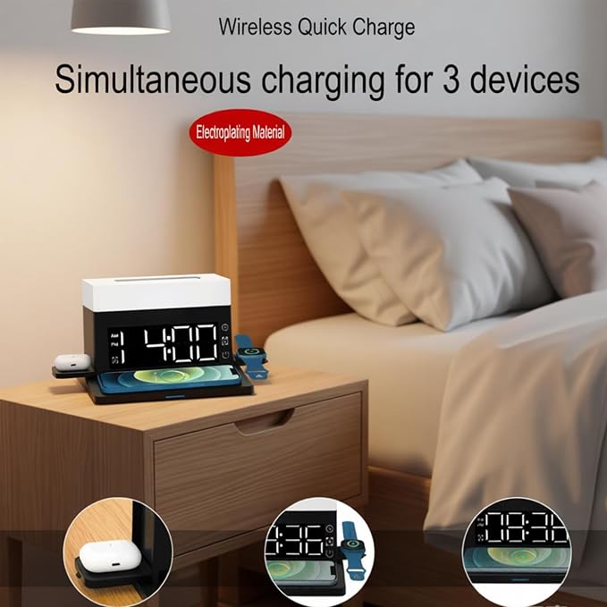 Wireless Charger Alarm Clockn65 Black