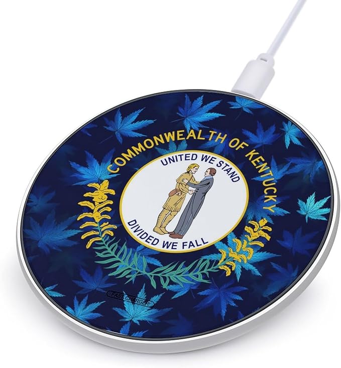 Kentucky Flag Leaves Fast Portable Charger 10W Funny Graphic Phone Charging Pad with USB Cable