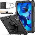 SEYMAC stock Case for iPad Air 5th/4th Generation/Pro 11 (4th/3rd/2nd) with Screen Protector Pen Holder 360° Rotate Hand Strap/Stand Case for iPad Air 5th/4th Gen 10.9''/ Pro 11'' (Black)