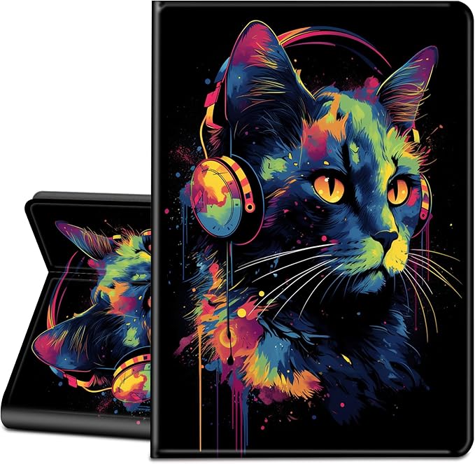 Art Wearing Headphones Cat