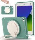 BATYUE Shockproof Case for iPad mini 4/5 (2015/2019) - 360° Multi-Angle Stand (Portrait &amp Landscape) &amp Grip Pencil Holder (Elastic Loop) Multi-Scene for All Ages Jade Green