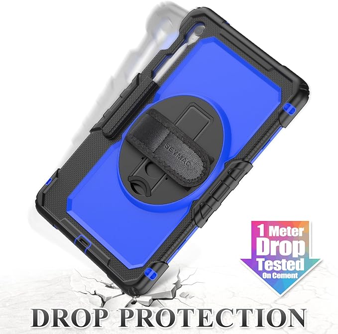SEYMAC stock Case for Samsung Galaxy Tab S10 FE+ Plus 5G Tablet Case 13.1'' Protective with Screen Protector Pen Holder 360 Rotate Stand Hand Strap Shoulder Strap Blue1