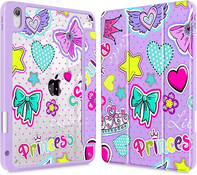 Case for iPad Air 11'' (M4 2026/M3 2025/M2 2024)/ iPad Air 10.9'' Air 5th /4th Gen Shockproof Cover with Clear Back Shell &amp Penceil Holder Auto Wake/Sleep Stand Cover Girlis Pink Pattern