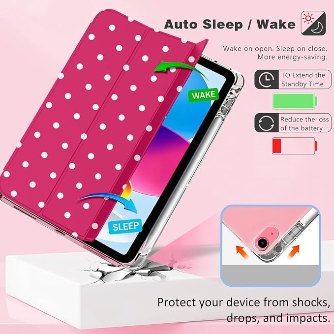 White Polka Dots Rose Red