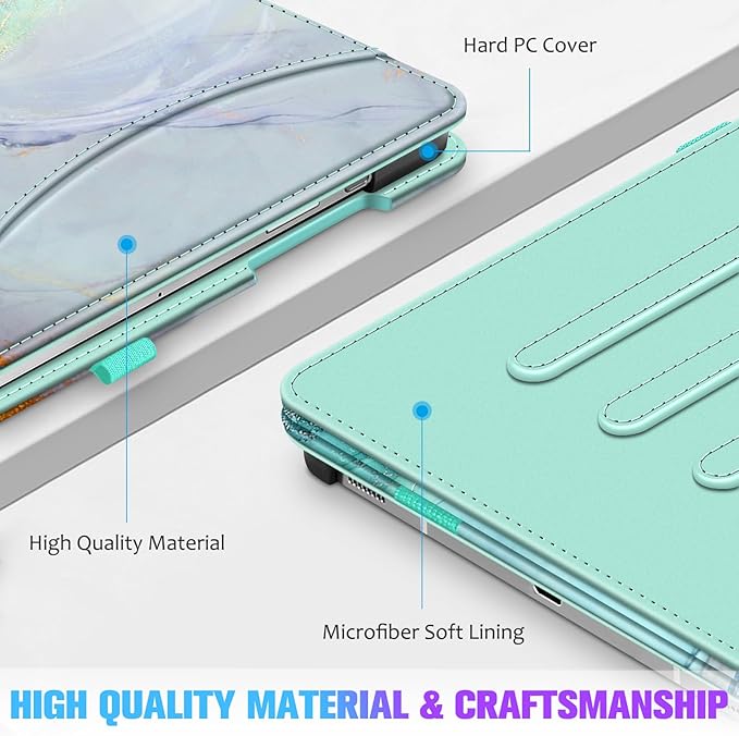 Fintie Case for Samsung Galaxy Tab S10+/ S9+/ S8+/ S7 FE/ S7+ 12.4 Inch Multi-Angle Viewing Protective Cover with Pocket Auto Sleep/Wake Emerald