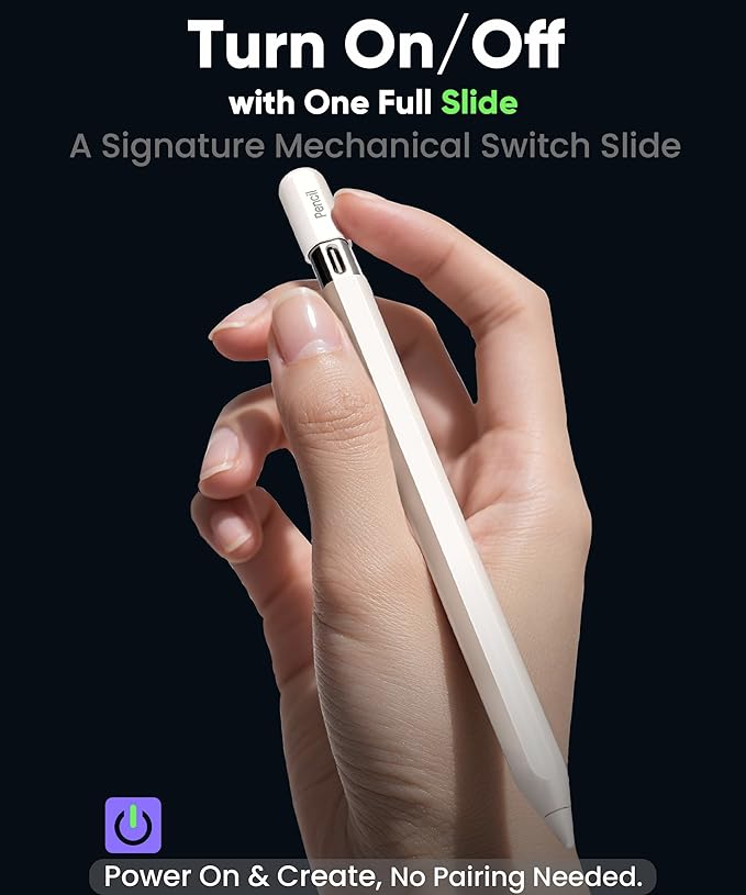 Pencil USB-C for iPad(2018-2025): Magnetic Wireless Charging- Only for iPad Pro 11(1-4th) 12.9(3-6th) Air(4/5th) Mini 6. Slide-Switch Hidden-Port Stylus with Tilt Control &amp Palm Rejection