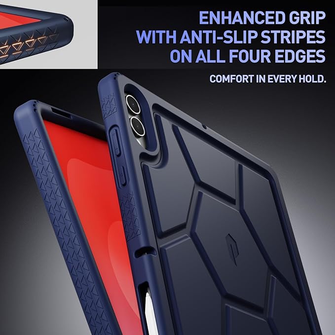 Poetic TurtleSkin Case for Samsung Galaxy Tab S11 Ultra (2025 Release) 14.6 inch Case with S Pen Holder Heavy Duty Shockproof Kids Friendly Protective Silicone Cover Navy Blue