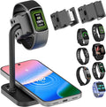 2 in 1 Charging Station Stand Bracket Base for iWatch Series Ultra/10/9/8/7/6/Se/5/4/3/2/1 and iPhone16 15 14 13 12 11 X 8/Airpods 2 3 4 Wireless Charger Holder Dock(Black)