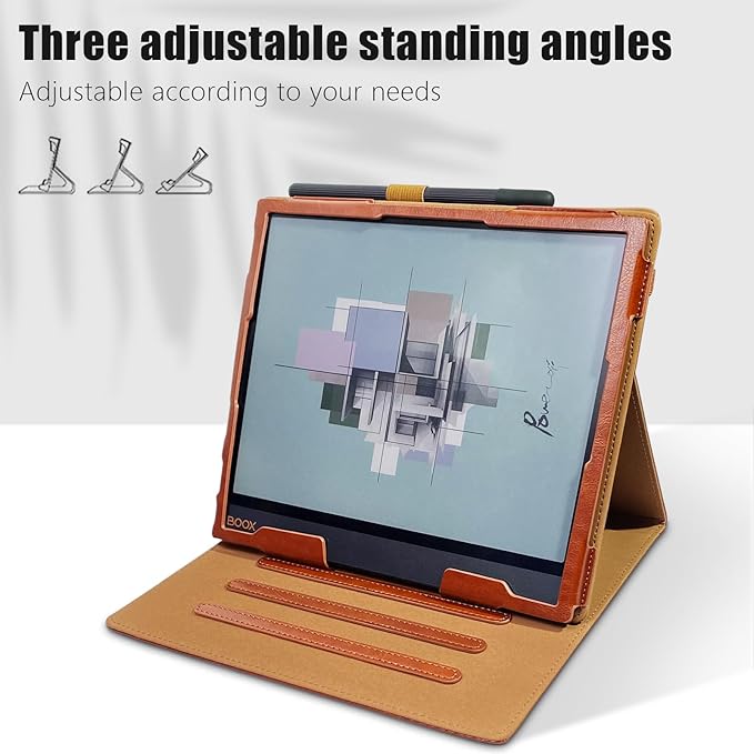 E NET-CASE Case for 10.3 Boox Note Air4 C (2024)/Boox Note Air3 C/Air3 B/W Tablet (2023) New Upgraded Design 360 Degree Rotating Stand Cover with Pen Holder/Hand Strap Auto Sleep/Wake (Brown)
