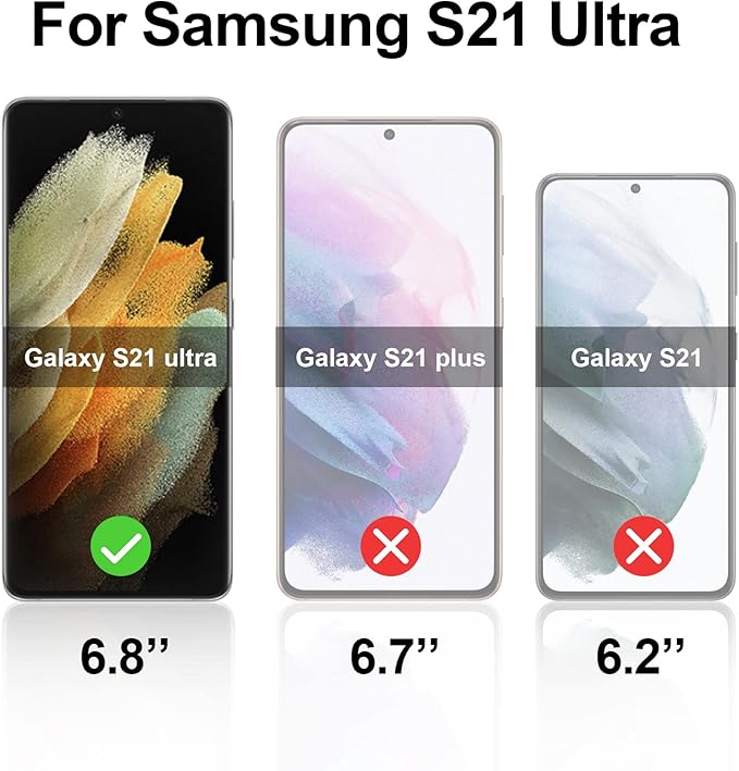 3 Pack【Auto Alignment】 S21 Ultra Glass Screen Protector 3D Curved Tempered Glass Shield Support Fingerprint Unlocking Scratch &amp Impact Protection Full HD Clear &amp Smooth Touch (transparent)