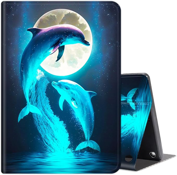 Cute Dolphins and Moon