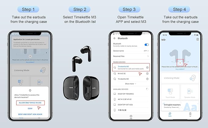 Timekettle M3 Language Translator Earbuds Two-Way Translator Device with APP for 40 Languages Online Voice Translator for Exploring Expat Life Freely Compatible with iOS Android (Online Version)