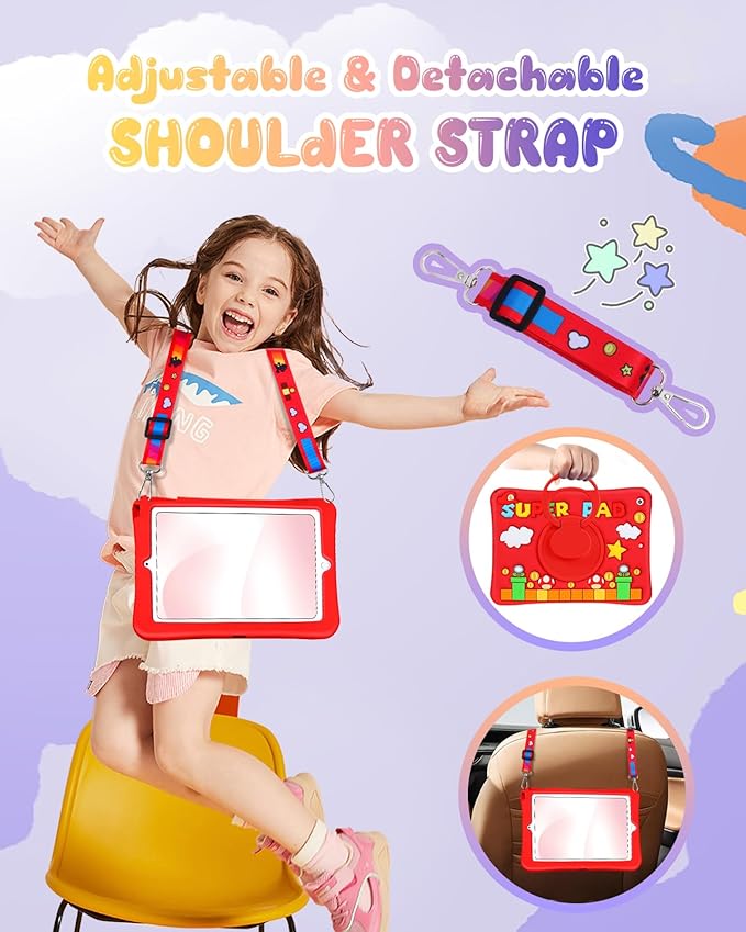 Cute Case for iPad 9th/8th/7th Generation - Silicone 3D Design for Girls Women Girly Kawaii Funny Cartoon Soft Stand for iPad Case 9th/8th/7th Generation with Lanyard 10.2 InchRed Maliao