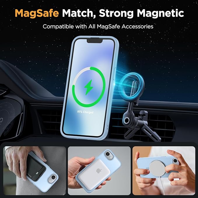 Miracase for iPhone 16e case &amp iPhone 17e Case for MagSafe [with 2×9H+ Screen Protectors] TOP Military-Grade Protection Shockproof with Velvet Touch for iPhone 16e/17e Phone Case 6.1 Light Blue