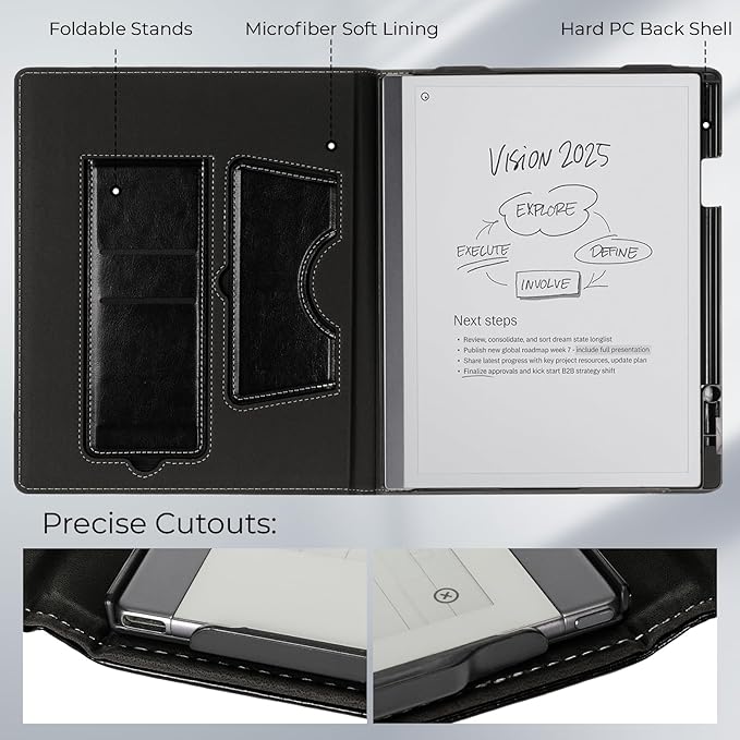 E NET-CASE Case for Remarkable 2 Tablet 10.3 inch (2020 Released) - New Business Design Upgraded Leather Cover for Remarkable 2 Digital Paper with Stand &amp Pen Holder (Black&ampBrown)