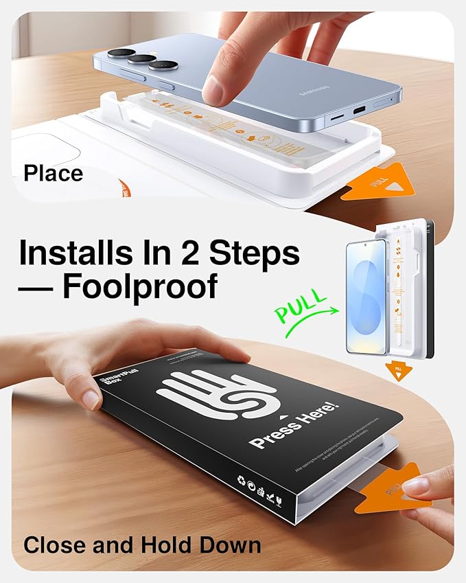 SmartDevil Tempered Glass for Samsung Galaxy S25 Screen Protector [3 Pack]  Fingerprint Unlock Compatible HD Anti-Glare 9H Scratch &amp SGS Impact Resistant Fast &amp Easy Smart Pull Box Bubble
