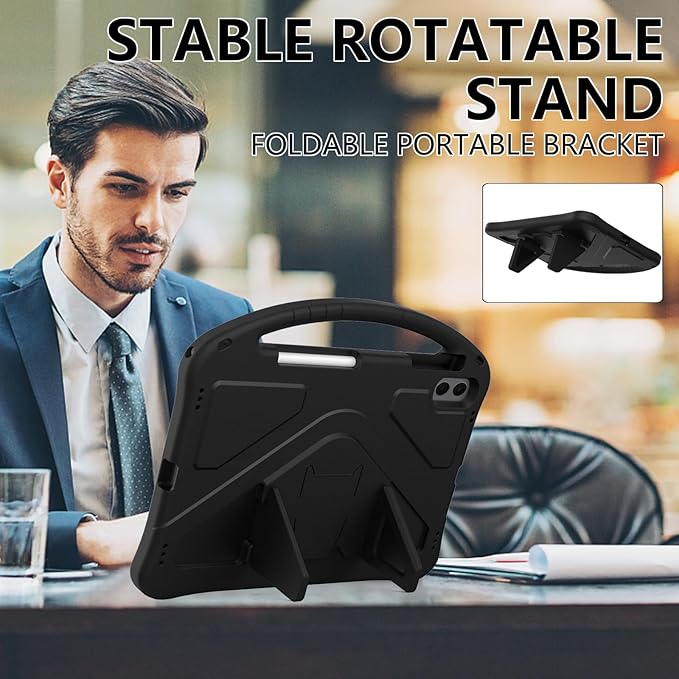 for Galaxy Tab S11 Ultra 14.6 inch Case Kids 2025 with Strap EVA Stand Kickstand Cover for Samsung S11 Ultra Tablet Case 14.6'' (Black)